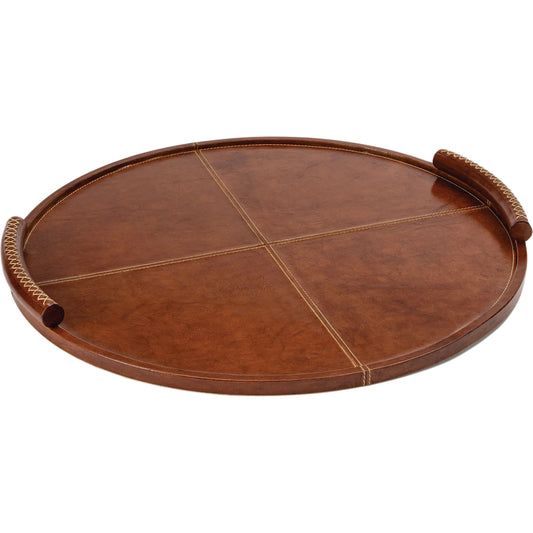 Forte Leather Tray Round by Regina Andrew. Made from leather in a unique style.