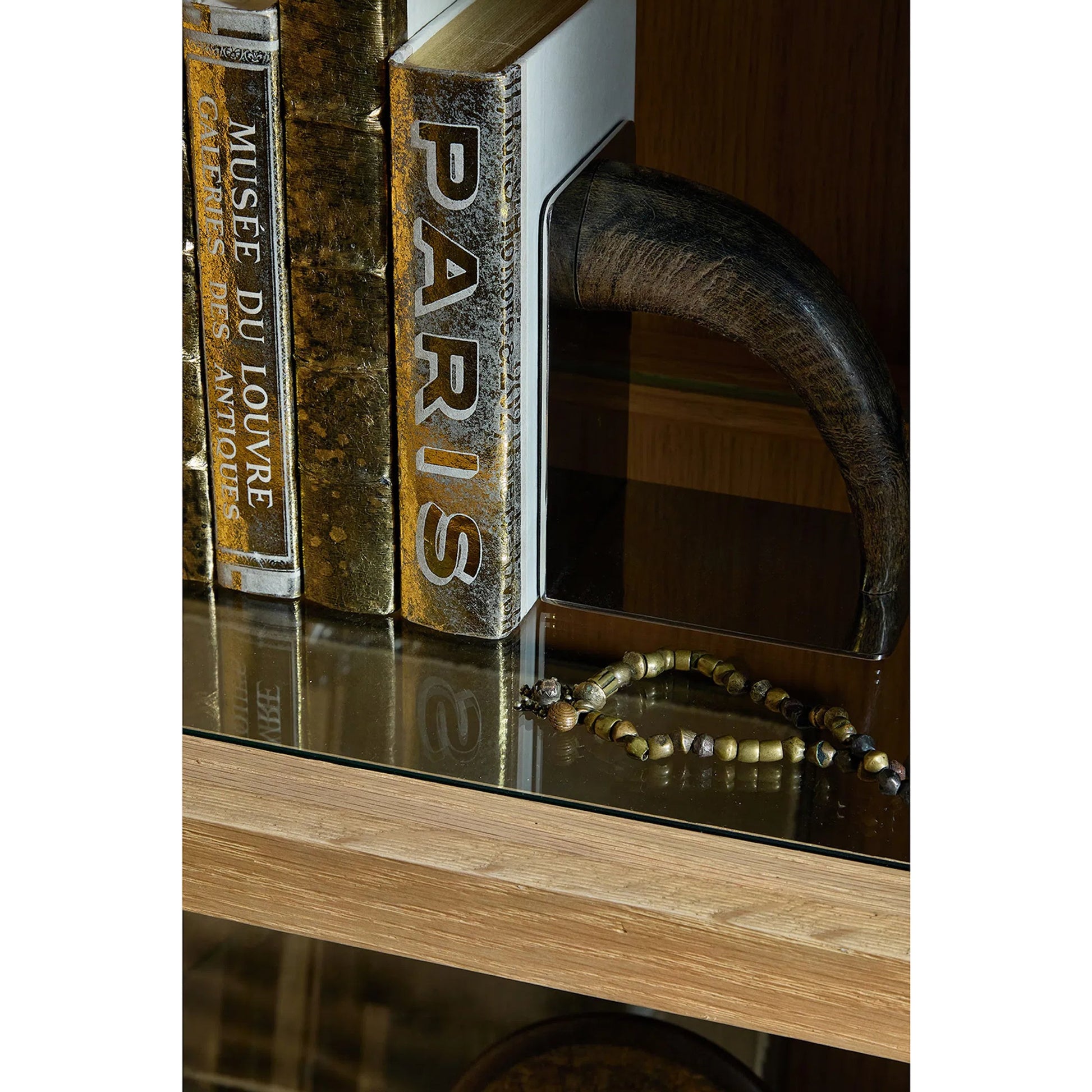 Lisbon Horn Bookend Set by Regina Andrew in brown and natural. Made from horn in a unique style.