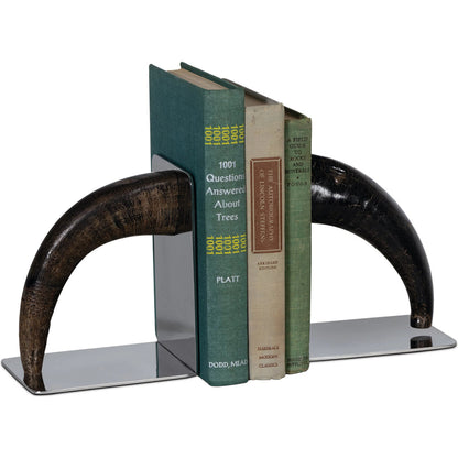 Lisbon Horn Bookend Set by Regina Andrew in brown and natural. Made from horn in a unique style.