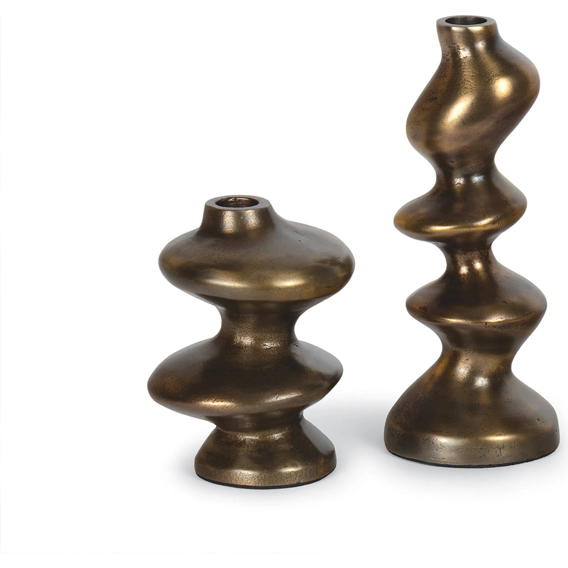 Blobby Candle Set by Regina Andrew in brass. Made from aluminum in a modern style.