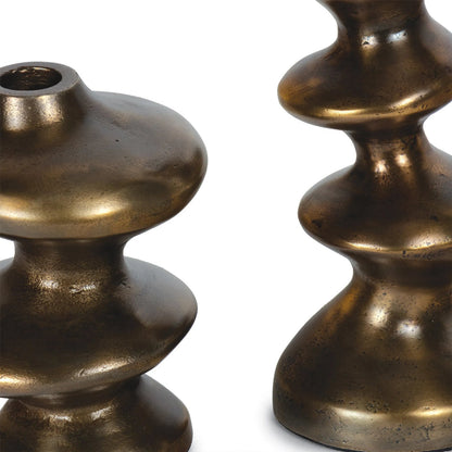 Blobby Candle Set by Regina Andrew in brass. Made from aluminum in a modern style.
