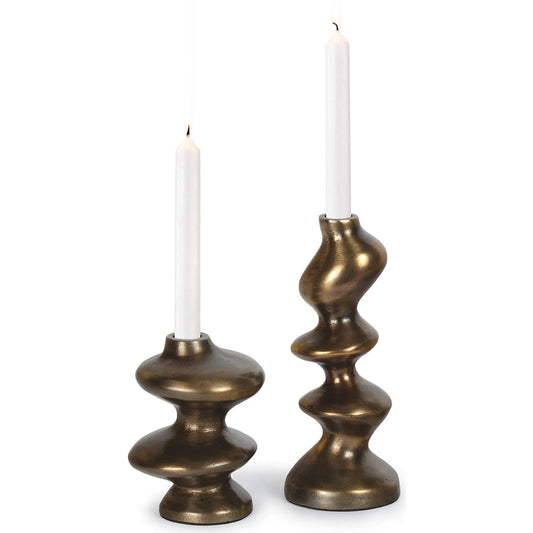 Blobby Candle Set by Regina Andrew in brass. Made from aluminum in a unique style.