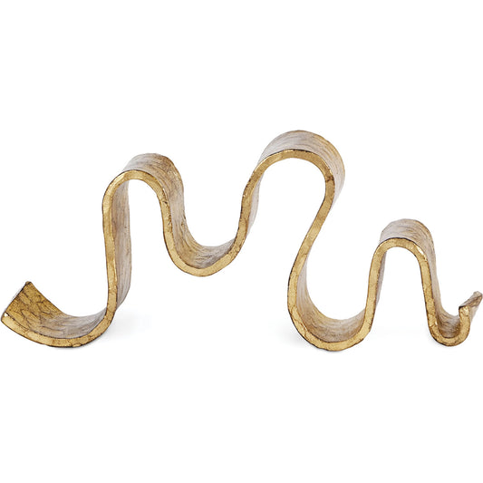 Wave Sculpture by Regina Andrew in gold leaf. Made from iron in a unique style.