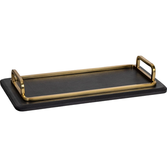 Greyson Leather Rectangle Tray by Regina Andrew in black. Made from leather in a unique style.