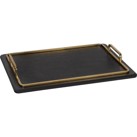 Greyson Leather Rectangle Tray by Regina Andrew in black. Made from leather in a unique style.
