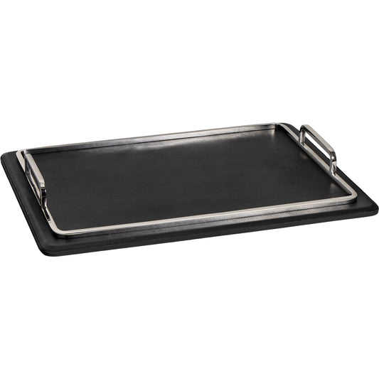 Greyson Leather Rectangle Tray by Regina Andrew in black. Made from leather in a unique style.