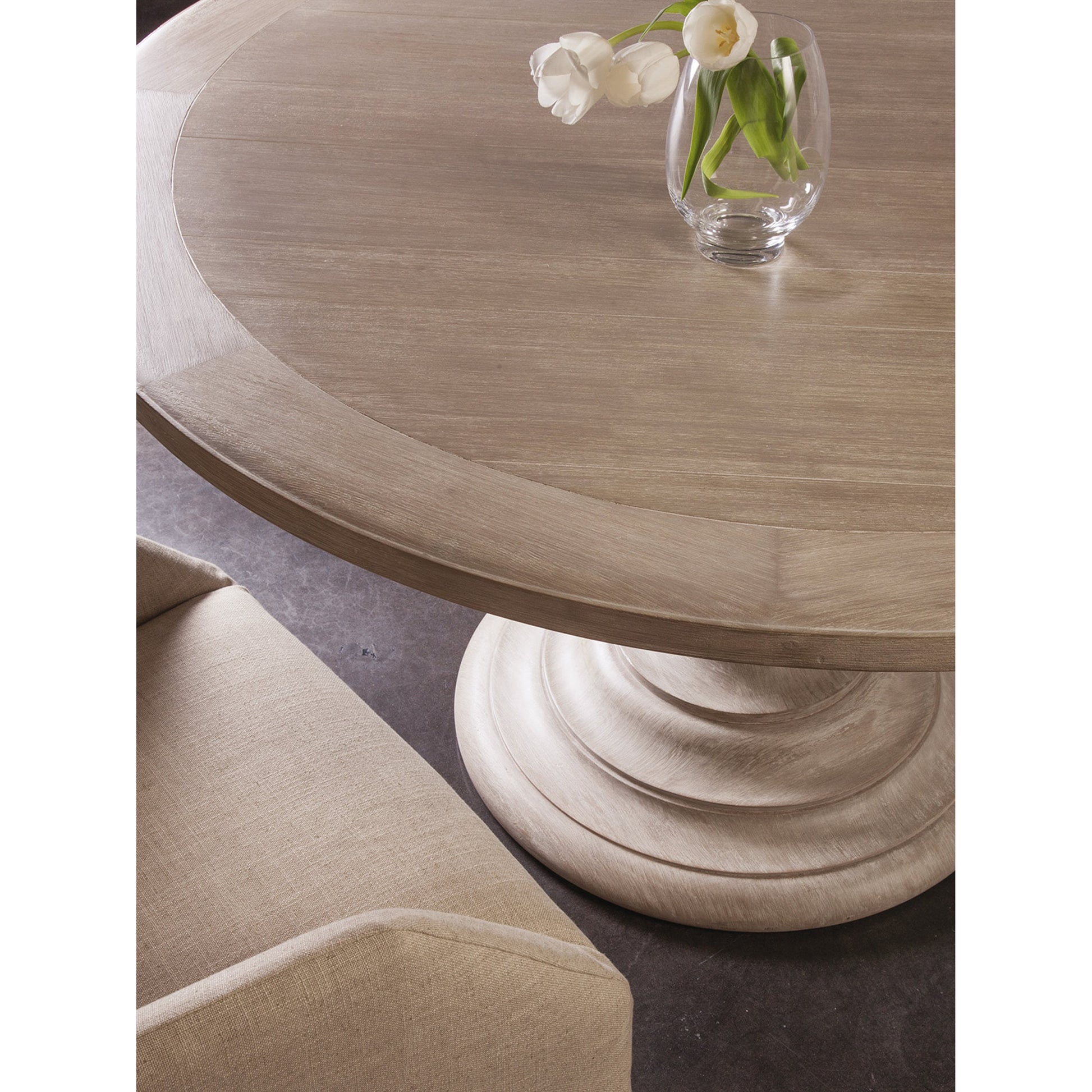Axiom Round Dining Table by Artistica Home in grigio. Made from unique in a cottage & farmhouse style.