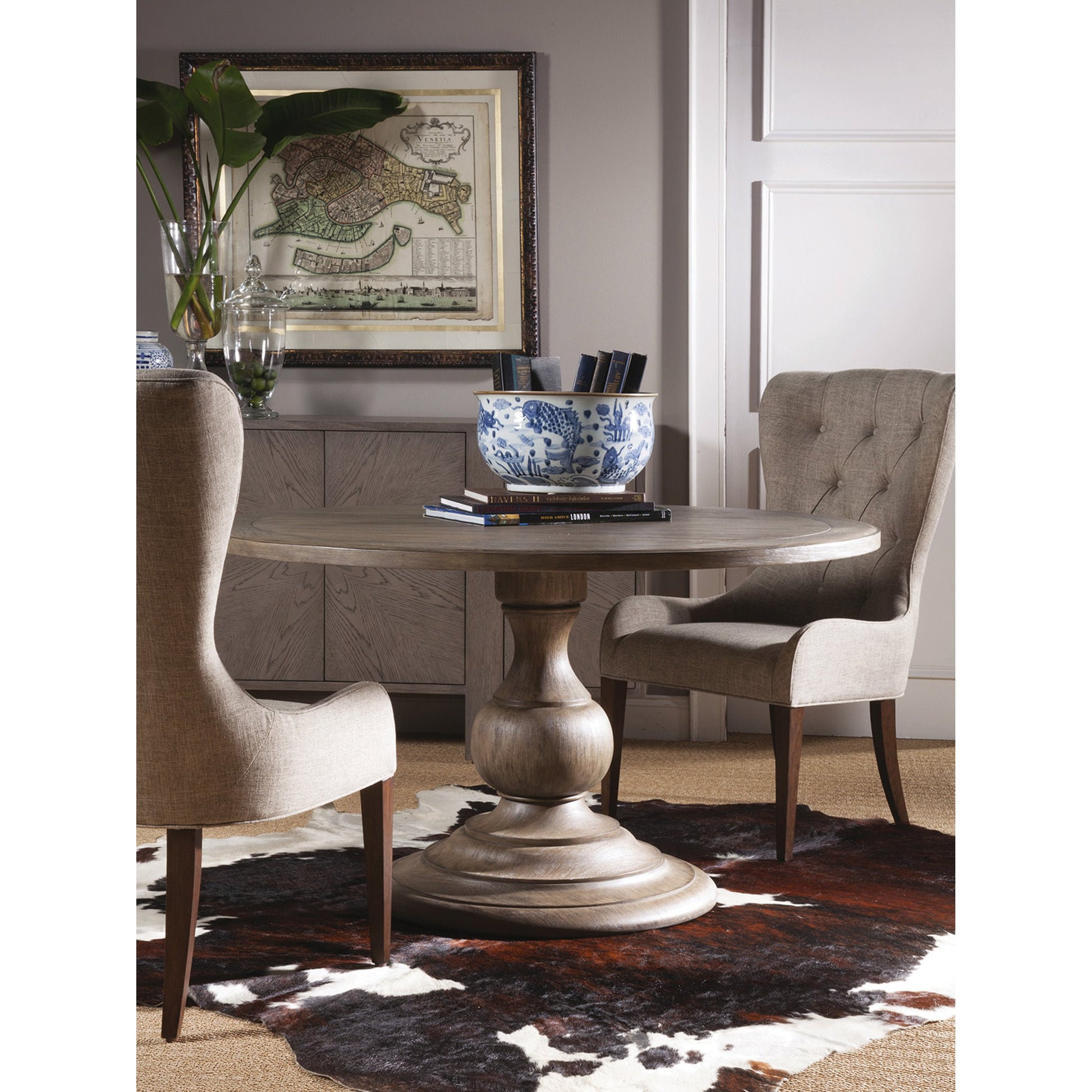 Axiom Round Dining Table by Artistica Home in grigio. Made from unique in a cottage & farmhouse style.