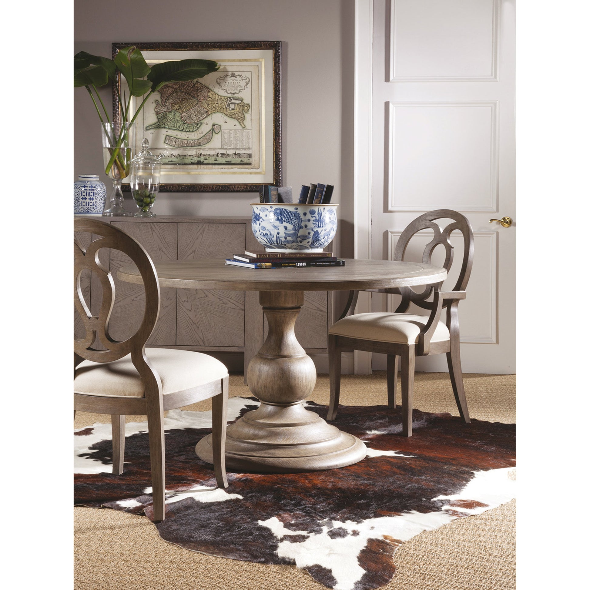 Axiom Round Dining Table by Artistica Home in grigio. Made from unique in a cottage & farmhouse style.