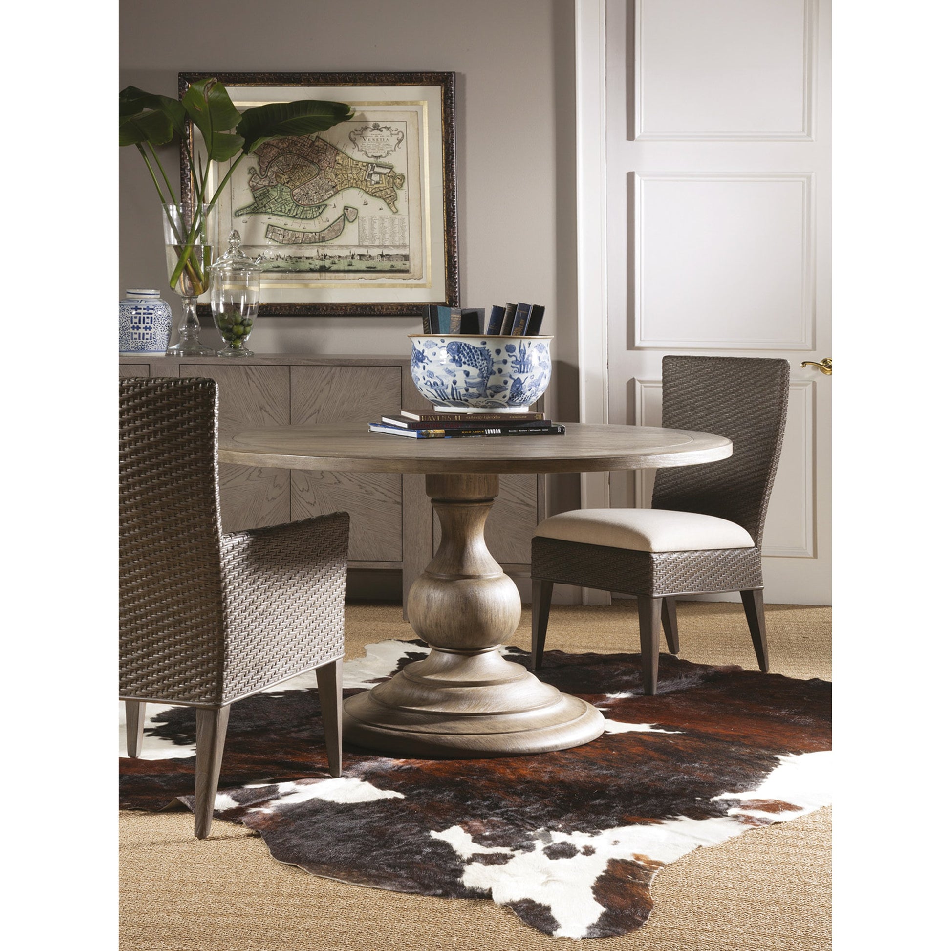 Axiom Round Dining Table by Artistica Home in grigio. Made from unique in a cottage & farmhouse style.