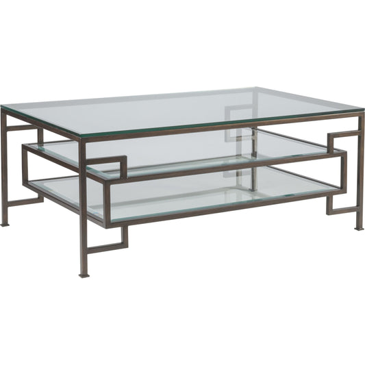 Suspension Rectangular Cocktail Table by Artistica Home in antique copper. Made from unique in a transitional style.