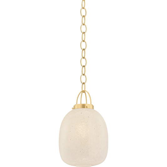 Enosburg Pendant by Hudson Valley in aged brass. Made from unique in a transitional style.