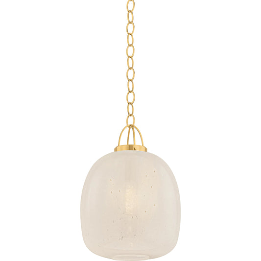Enosburg Pendant by Hudson Valley in aged brass. Made from unique in a transitional style.
