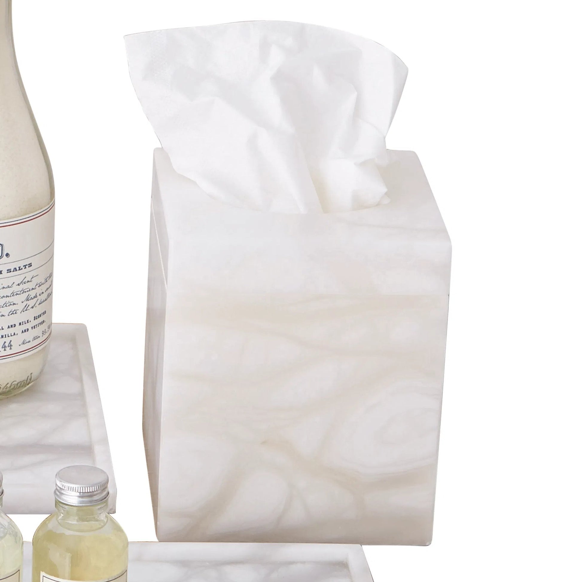 Alabaster Tissue Box by Global Views. Made from alabaster in a modern style.