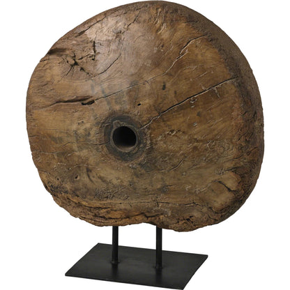 Antique Cart Wheel on Stand by Global Views. Made from teak in a eclectic & global style.