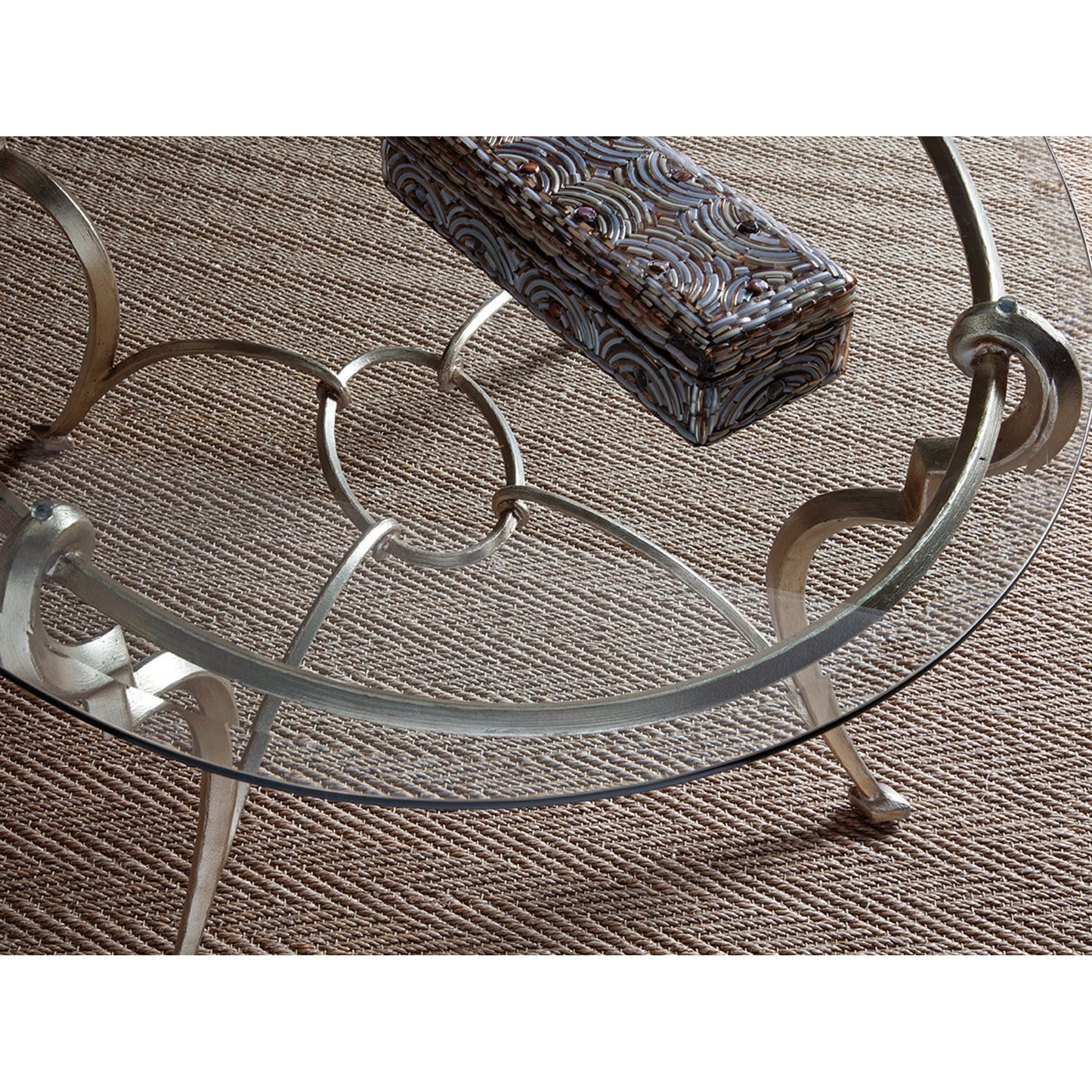 002 SR-834269 | Closeup | Colette Oval Cocktail Table by Artistica Home in champagne. Made from unique in a transitional style.