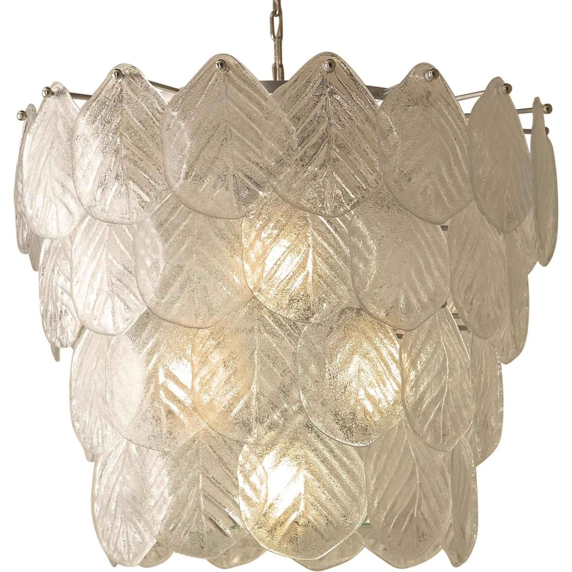 Murano Leaf Chandelier by Global Views. Made from frosted glass in a transitional style.