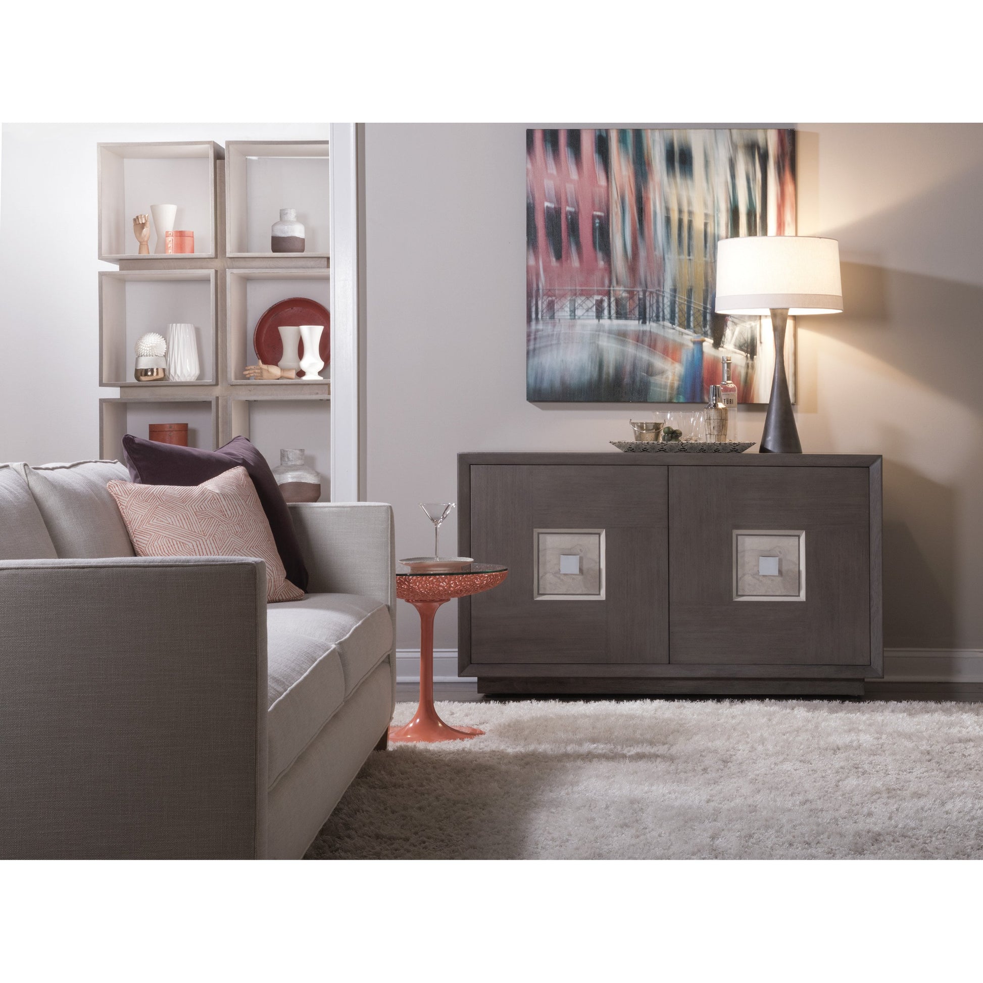 Mercury Two Door Media Console by Artistica Home in bleached olive ash burl. Made from unique in a modern style.