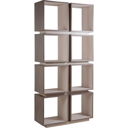 Mercury Cube Etagere by Artistica Home in white oak, bleached olive ash burl. Made from unique in a modern style.