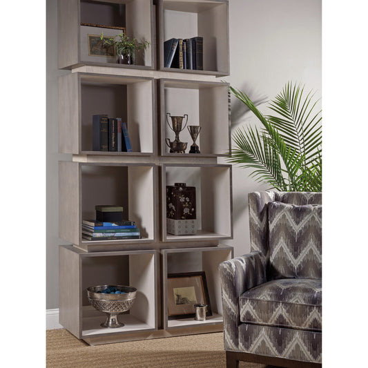 Mercury Cube Etagere by Artistica Home in white oak, bleached olive ash burl. Made from unique in a modern style.
