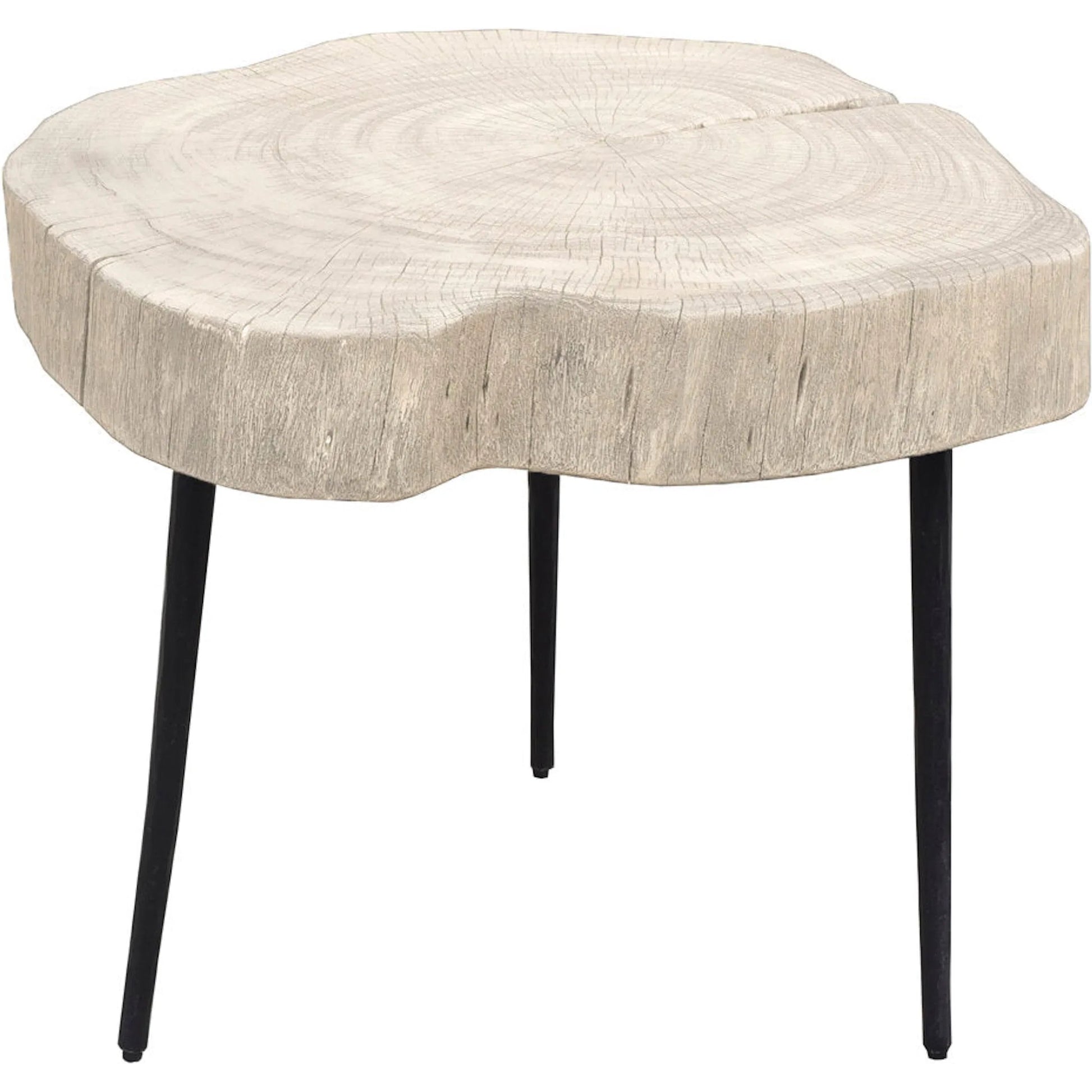 Organic Trunk Side Table by LH Imports in white washed and white washed, black. Made from acacia, iron in a unique style.