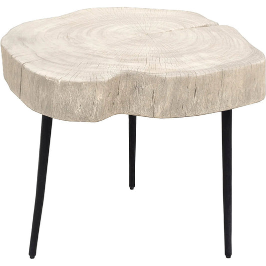 Organic Trunk Side Table by LH Imports in white washed and white washed, black. Made from acacia, iron in a unique style.