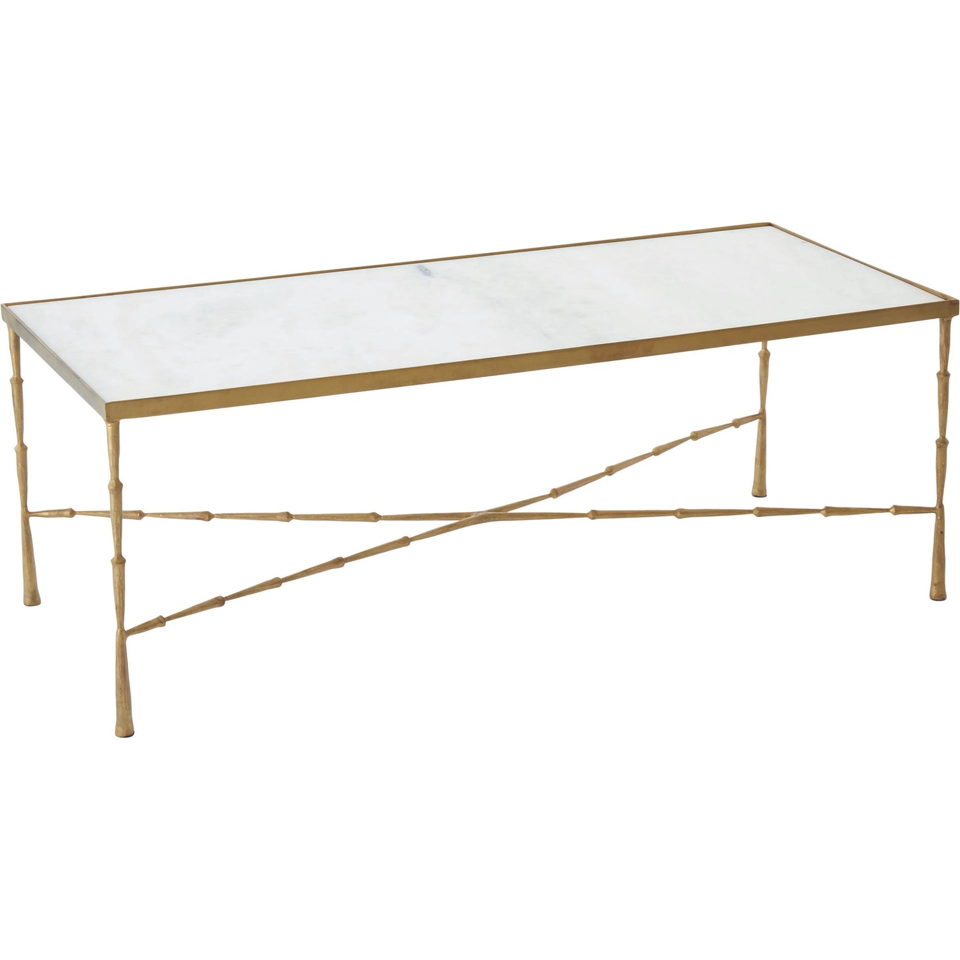 Spike Cocktail Table by Global Views in antique brass. Made from iron, marble in a transitional style.
