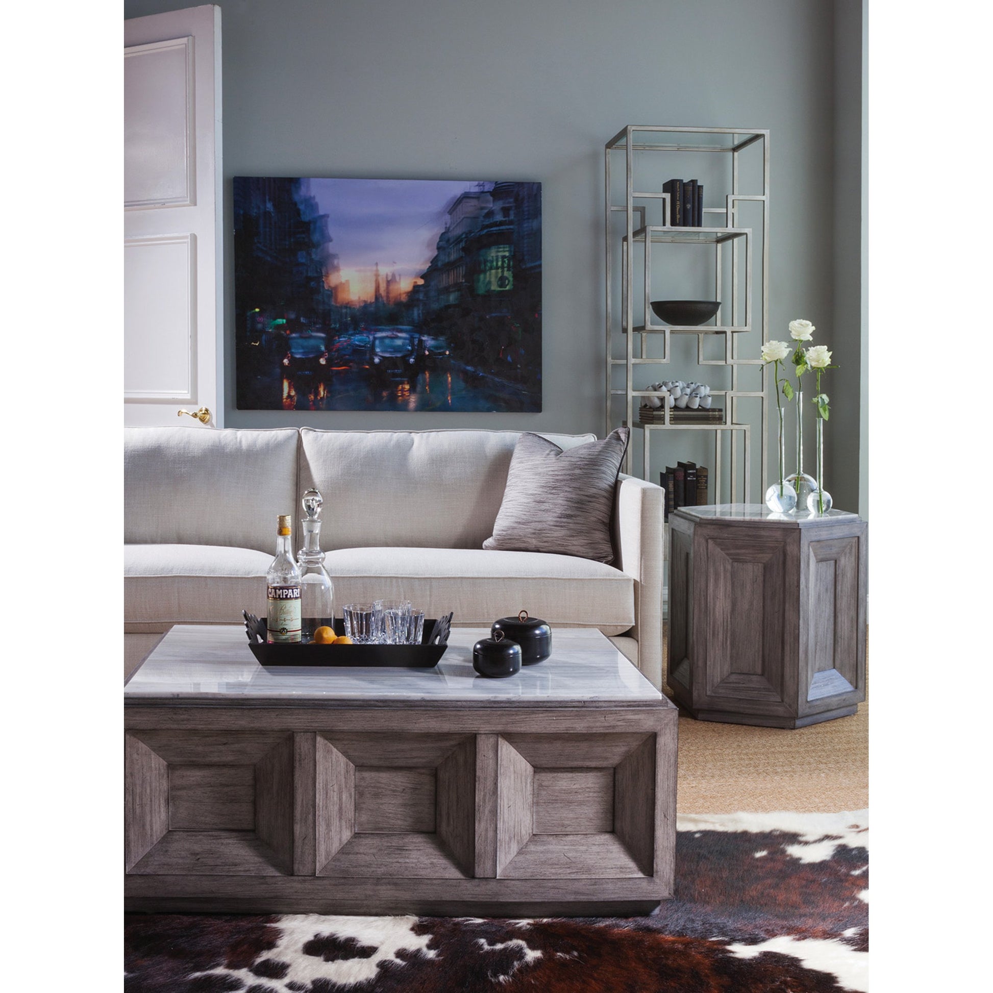Dictum Rect Cocktail Table by Artistica Home in gray mahogany. Made from unique in a rustic style.