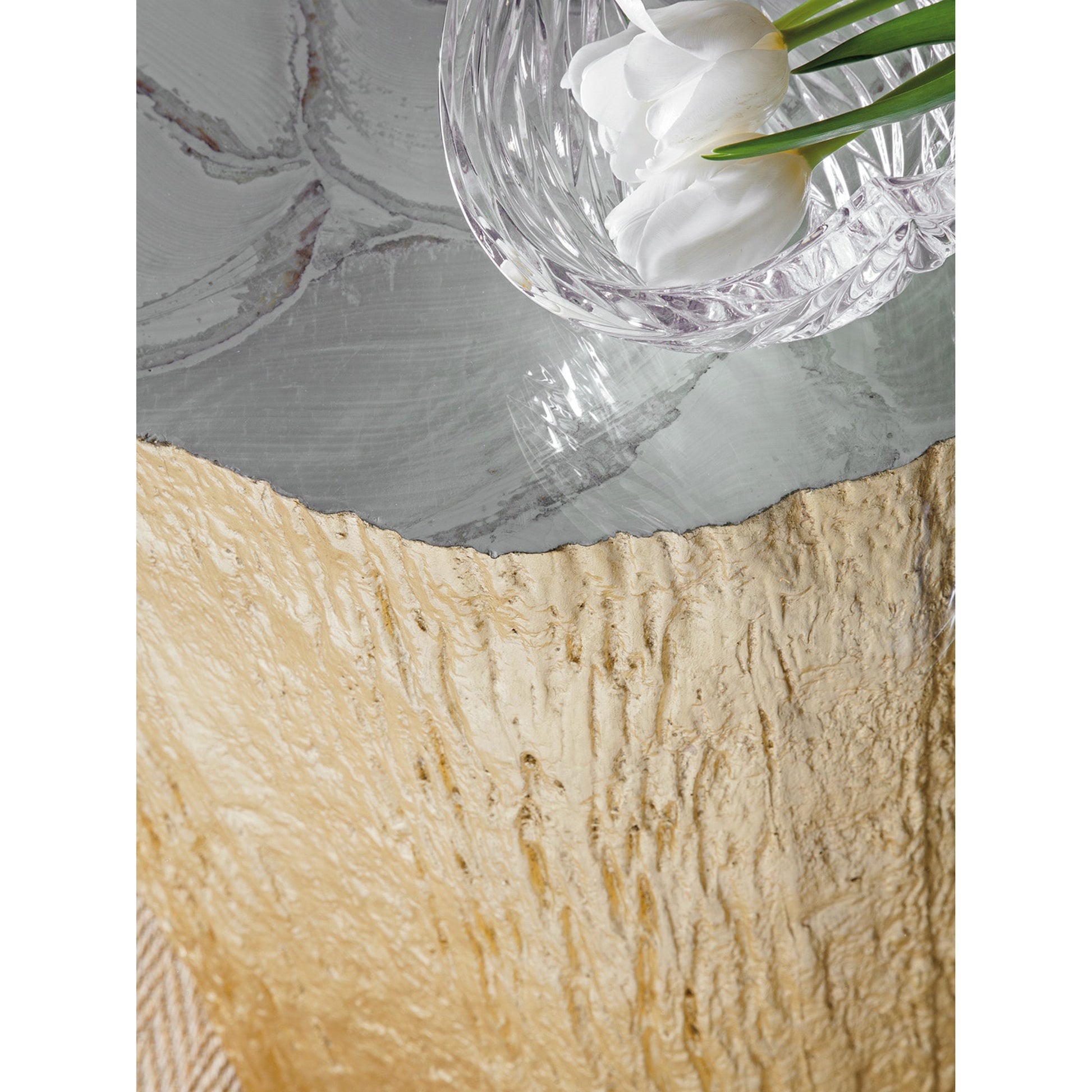 Trunk Segment Round Dining Table with Glass Top by Artistica Home. Made from unique in a modern style.