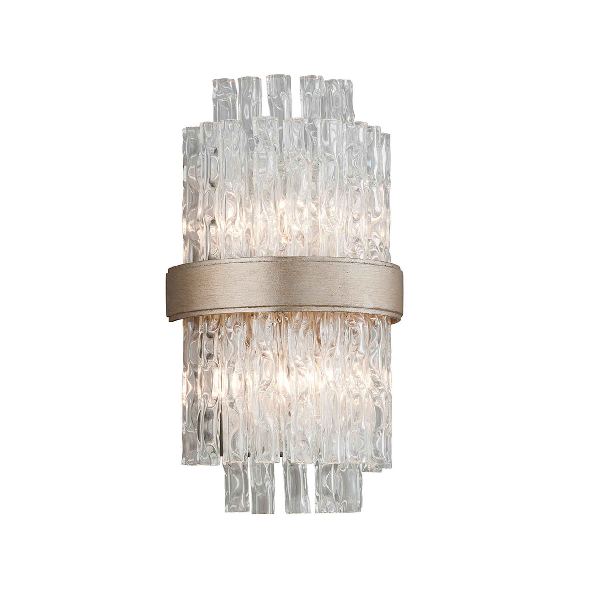 Chime 12 Light Chandelier by Corbett in silver leaf polished stainless. Made from hand-crafted iron in a transitional style.