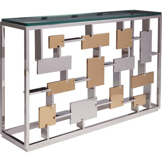 Cityscape Console by Artistica Home in stainless steel, brass. Made from unique in a modern style.