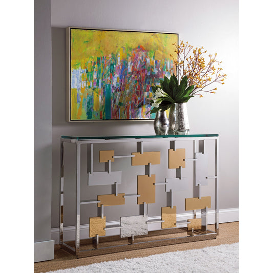 Cityscape Console by Artistica Home in stainless steel, brass. Made from unique in a modern style.