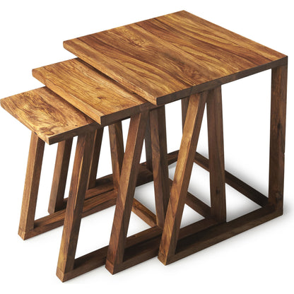 Mira Modern Nesting Tables by Butler Specialty Company in light brown and butler loft. Made from sheesham wood solids in a modern style.