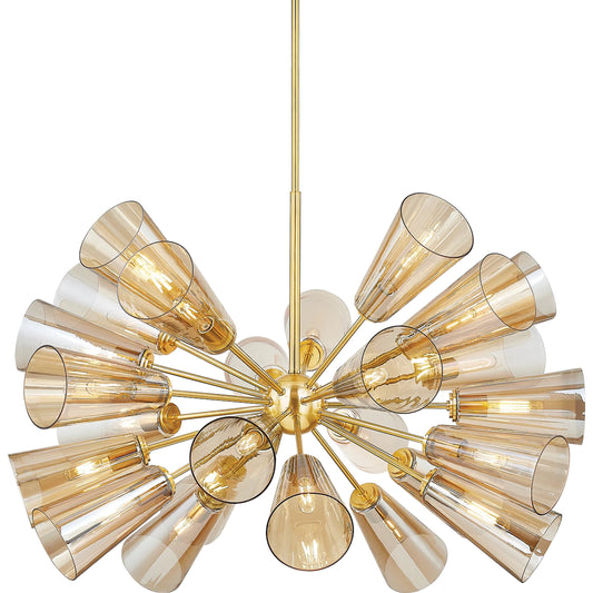 Hartwood 25-Light Chandelier by Hudson Valley in aged brass. Made from steel in a unique style.