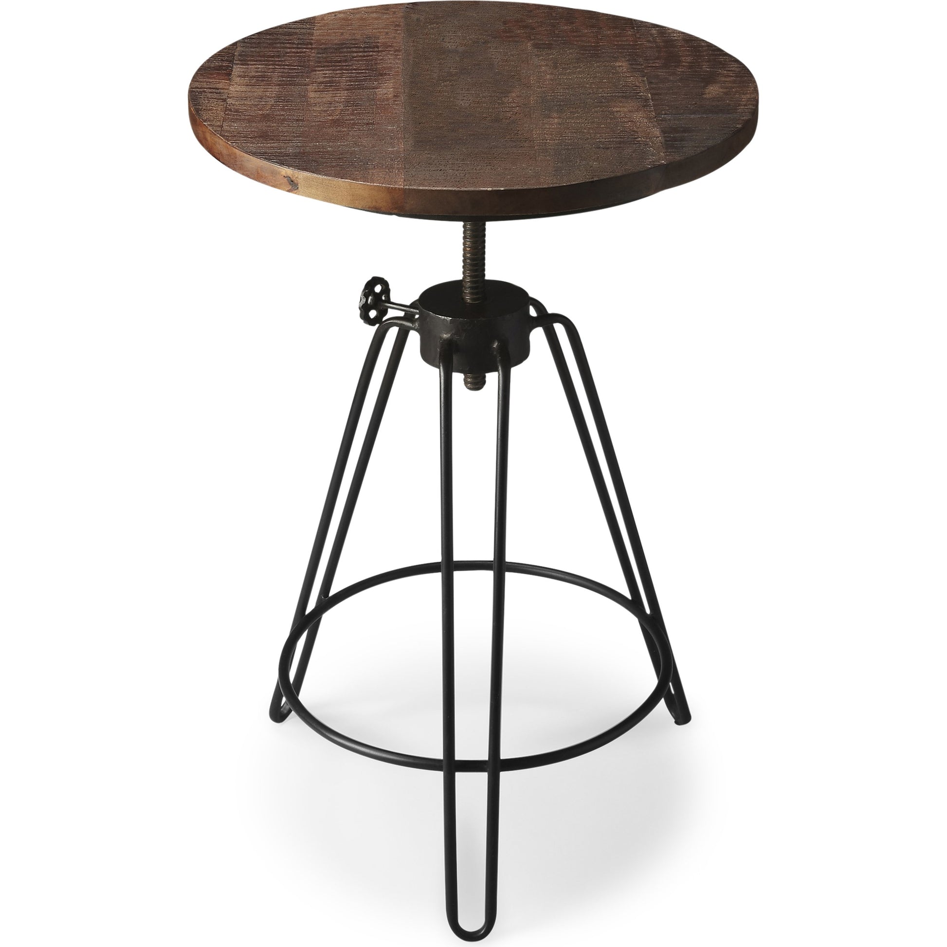 Modern Drink Table by Butler Specialty Company in multi-color and metalworks. Made from iron, recycled wood solids in a modern style.