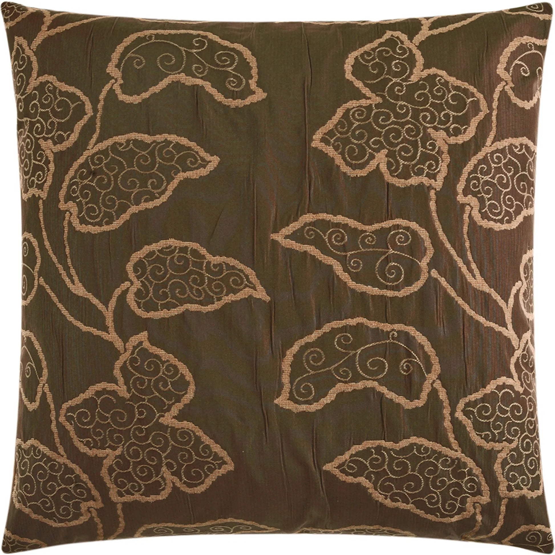 Lyric Pillow by DV Kap Home in chocolate. Made from 57% cotton, 43% polyester in a traditional style.