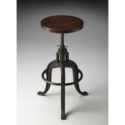Gladney Revolving Bar Stool by Butler Specialty Company in multi-color and metalworks. Made from iron, recycled wood solids in a modern style.