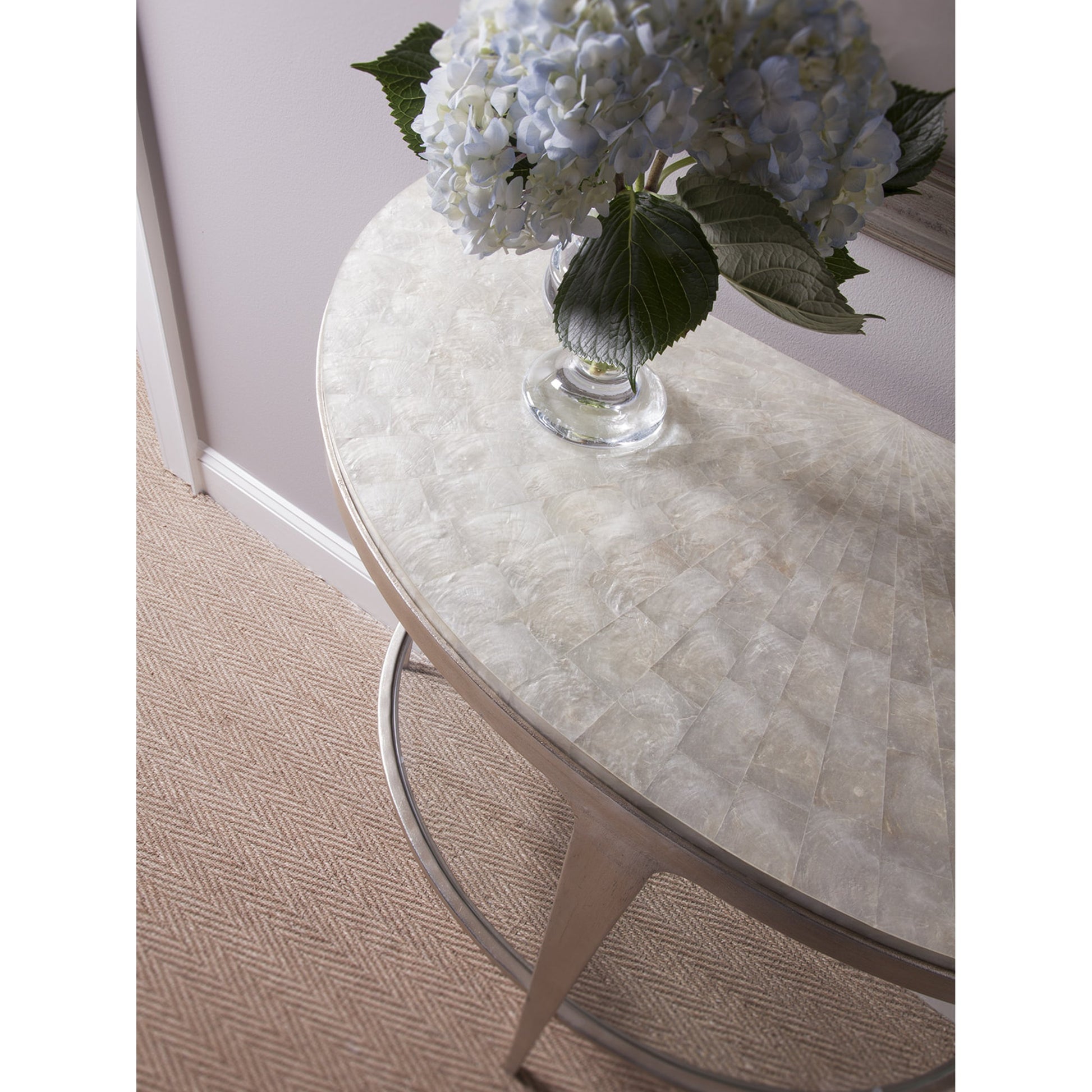Gravitas Console by Artistica Home in champagne foil. Made from unique in a modern style.