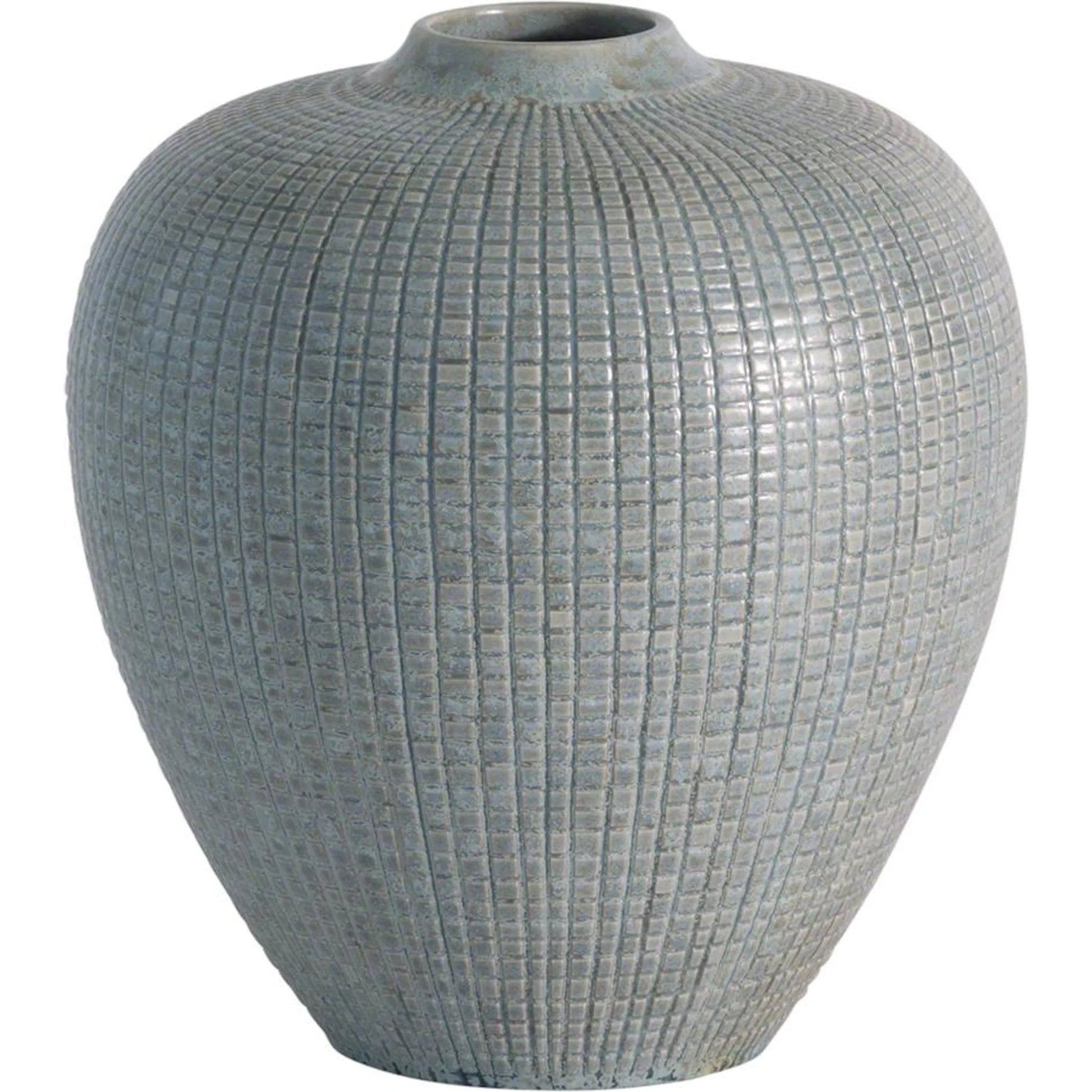 Check Bulbous Vase by Global Views in silver blue. Made from ceramic in a eclectic & global style.