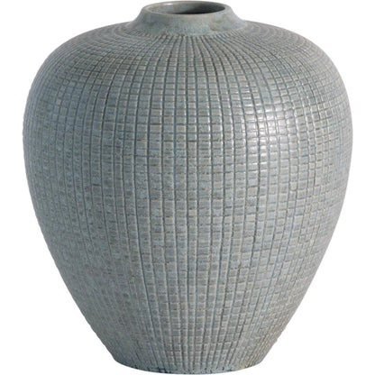 Check Bulbous Vase by Global Views in silver blue. Made from ceramic in a eclectic & global style.
