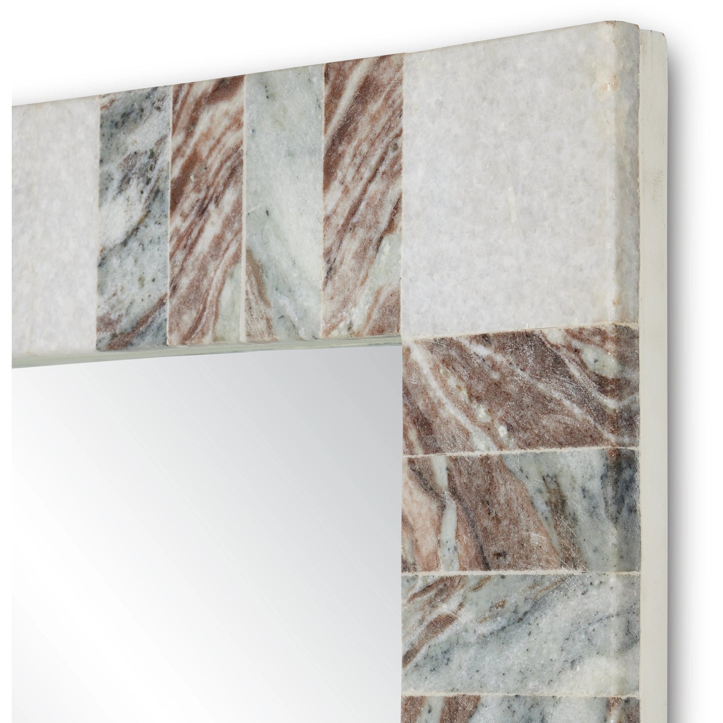 007 SI-1923902 | Additional Silo | Elena Rectangular Mirror by Currey and Company in white, brown, mirror. Made from toronto brown marble, white marble, glass in a modern style.