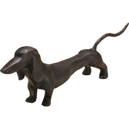 Dachshund Hound Sculpture by Global Views in bronze. Made from cast iron in a eclectic & global style.