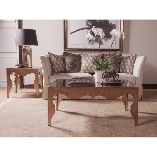 Van Cleef Square End Table by Artistica Home in silver leaf. Made from wood in a unique style.