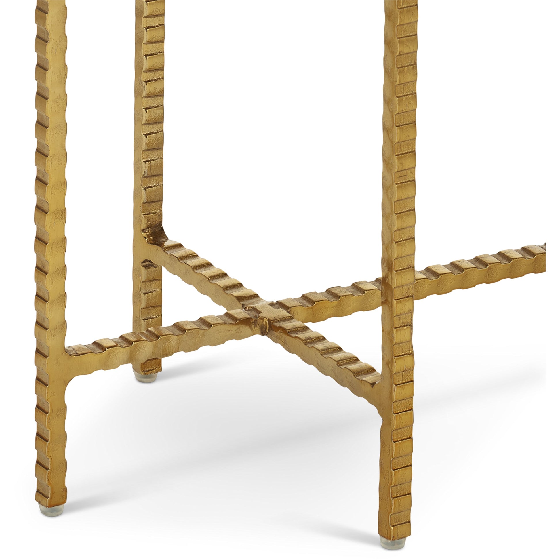 Flying  Side Table by Currey and Company in natural, gold. Made from cappuccino stone, iron in a modern style.