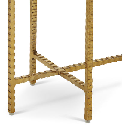 Flying  Side Table by Currey and Company in natural, gold. Made from cappuccino stone, iron in a modern style.