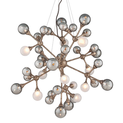 Element 40-Light Chandelier by Corbett in stria gold leaf. Made from hand crafted iron, aluminum in a modern style.