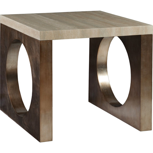 Impresario Square End Table by Artistica Home in warm silver leaf. Made from unique in a modern style.