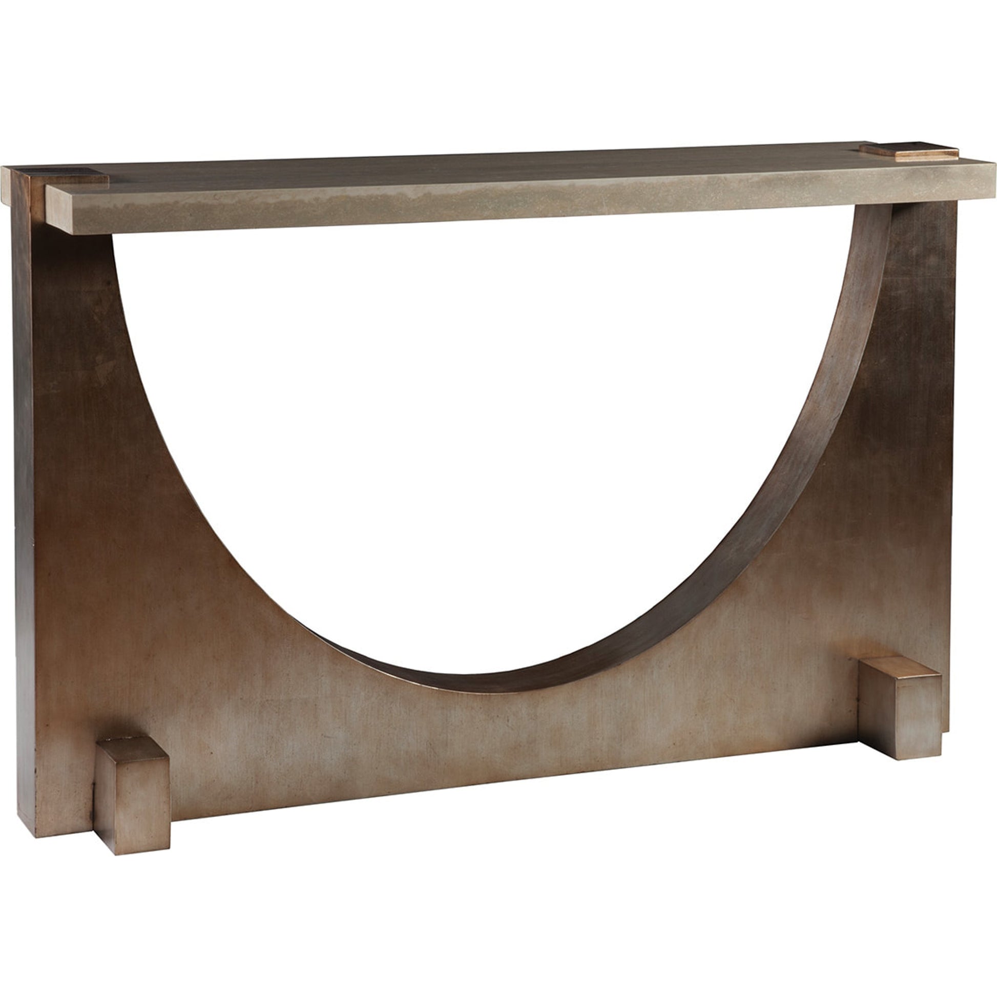 Impresario Console Table by Artistica Home in warm silver leaf. Made from unique in a eclectic & global style.