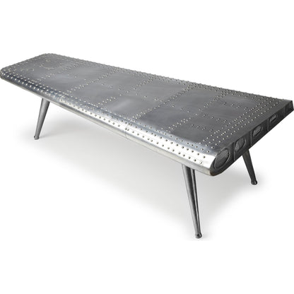 Midway Aviator Cocktail Table by Butler Specialty Company in silver and metalworks. Made from iron, mdf, wood solids in a modern style.