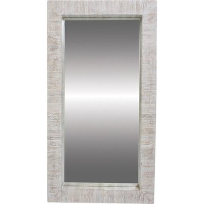 Driftwood Mirror by Global Views in white washed. Made from mango, mdf, mirror in a modern style.